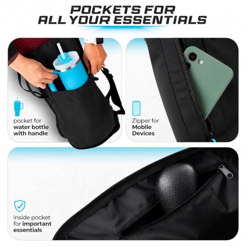 MAGNILAY Expandable Yoga Mat Bag, Adjustable Strap, Black, Large - color: Pure Black