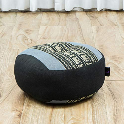 Leewadee Meditation Cushion Set – 1 Small Zafu Yoga Pillow and 1 Small Roll-Up Zabuton Mat Filled with Kapok - color: Sf15 - Blue
