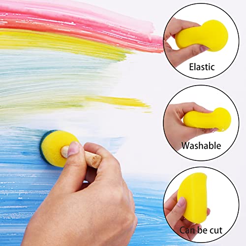 Hapeper 28 Pieces Round Sponge Brush, Artist Painting Foam Sponge for Watercolor, Crafts, Face Painting