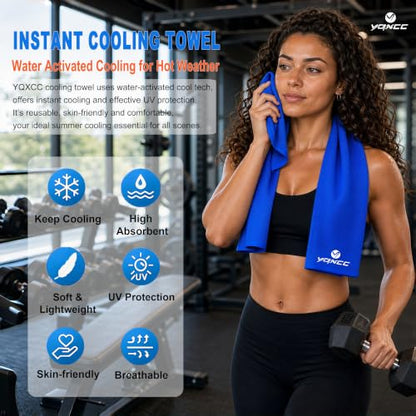 YQXCC 4 Pack Cooling Towels, 40"x12", Ice Cool Towels for Neck & Face | Soft Breathable Microfiber, Instant Cooling Neck Wraps for Yoga, Golf, Gym, Running, Hiking, Camping & Hot Weather Activities - color: Dark Blue, Light Blue, Light Gray, Purple
