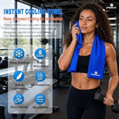 YQXCC 4 Pack Cooling Towels, 40"x12", Ice Cool Towels for Neck & Face | Soft Breathable Microfiber, Instant Cooling Neck Wraps for Yoga, Golf, Gym, Running, Hiking, Camping & Hot Weather Activities - color: Dark Blue, Light Blue, Light Gray, Purple