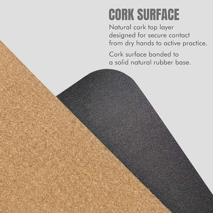 ORW Cork Yoga Mat, Non Slip Natural Rubber, Hot Yoga & Workout, 72”x24”