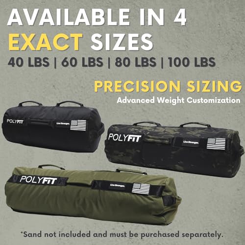 Polyfit Workout Sandbag Pro - Exact Sizing with Triple Closure Filler Bag - color: BLACK, size: 80 LB