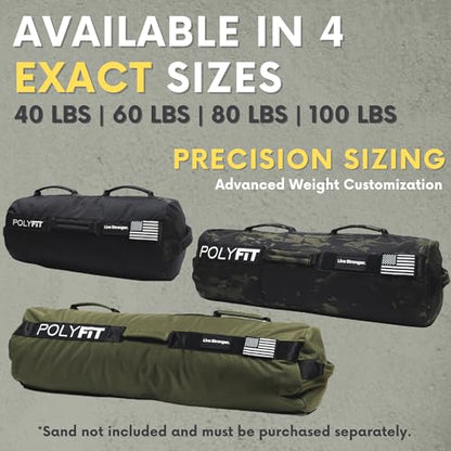 Polyfit Workout Sandbag Pro - Exact Sizing with Triple Closure Filler Bag - color: GREEN, size: 100 LB