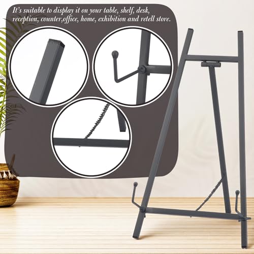 Leinuosen Metal Easel Stand 16.5" H x 8.7" W x 4.3" D Table Top Easel Stand for Display Tripod Art Picture Mirror Modern Plate Holder for Display Book Photo Wedding Sign (Grey,1 Pcs) - color: Grey
