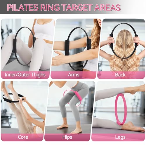 Pilates Ring, 13.5" Silicone Magic Pilates Fitness Circle with Dual Grip, Lightweight & Durable Flexible Resistance Exercise Equipment for Toning Arms, Thighs, Legs, Core