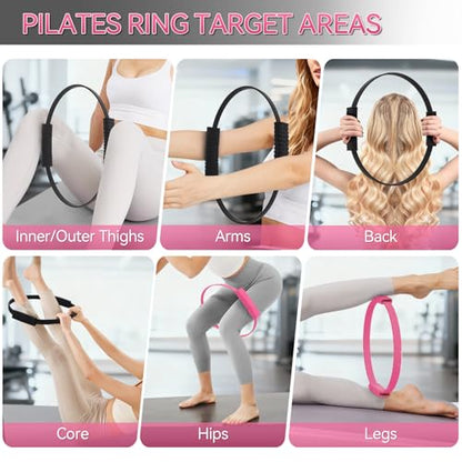 Pilates Ring, 13.5" Silicone Magic Pilates Fitness Circle with Dual Grip, Lightweight & Durable Flexible Resistance Exercise Equipment for Toning Arms, Thighs, Legs, Core