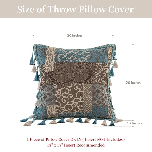 Loom and Mill Blue Patchwork Throw Pillow Cover 20 x 20 Inches 1 Piece - color: Blue