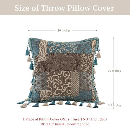 Loom and Mill Blue Patchwork Throw Pillow Cover 20 x 20 Inches 1 Piece - color: Blue