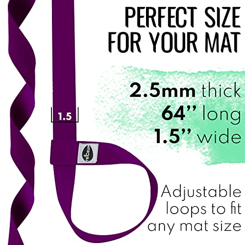 TECEUM Yoga Mat Strap – Extra Soft & Thick Cotton Carrier for All Mats - color: Deep Purple, size: 64 IN