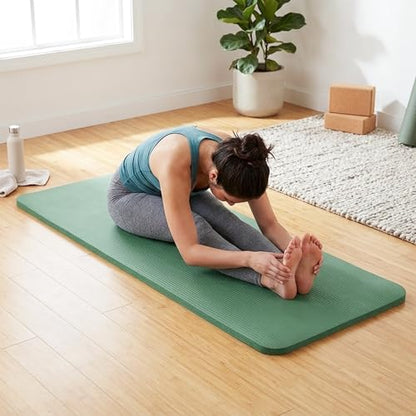 BalanceFrom 1-inch Thick 71x24 Inches Extra Thick Exercise Yoga Mat - color: Green Jasper