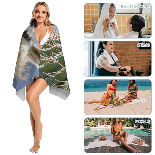 Microfiber Mexican Llama Cactus Beach Towel Oversized 62x31 Sand Free & Quick Dry Travel Towel for Adults Super Absorbent Lightweight Thin Pool Towels for Swim Camping Yoga Gym Vacation Essentials