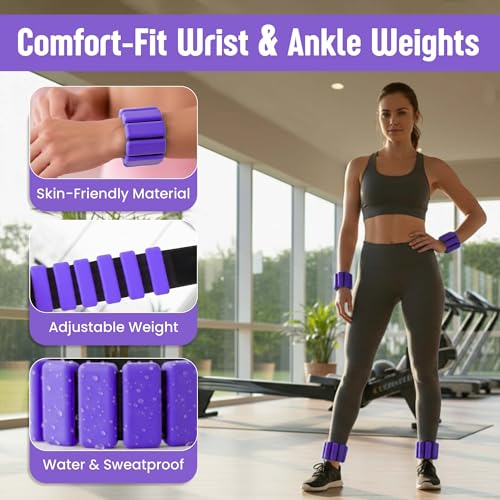 Pilates Kit for Women – 16 Pcs Home Pilates Equipment Set with Magic Circle Ring, Ball, 5 Resistance Bands, Yoga Strap, Ankle Weights, Grip Socks & More | Pilates Starter Kit - color: Purple