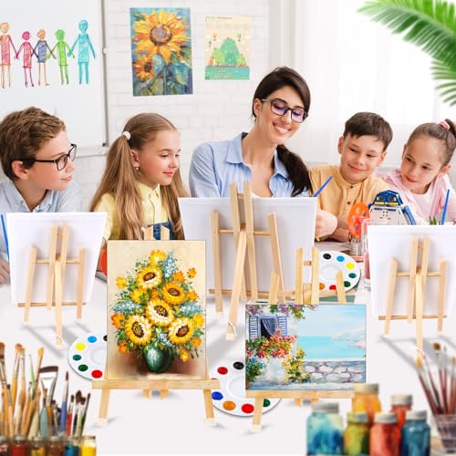 16 Pack 15 Inch Wood Easels, Easel Stand for Painting Canvases and Crafts | Tripod, Painting Party Easel, Kids Student Tabletop Easels for Painting, Portable Canvas Photo Picture Sign Holder - style: 15"-16p