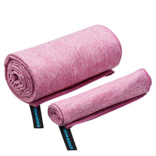 2-Pack Microfiber Towel - XXL Travel Quick Dry and Extra Soft Microfiber Towels, Lightweight and Compact for Gym, Swim Practice, Travel, Backpacking, Camping, RV, Beach, Camping - color: Pink Marle