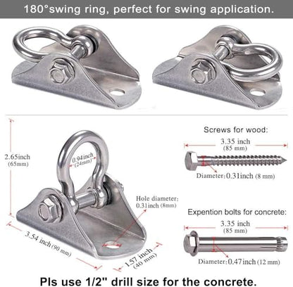 SELEWARE Heavy Duty Swing Hanger Stainless Steel Ceiling Swing Hooks 1 Pack | 180° Swivel Ceiling Mount Swing Hardware for Porch Swing Set Hammock Chair Heavy Bag Yoga Silk 1000 LB Capacity - color: 180° Swing Hanger ( 1 Pack )