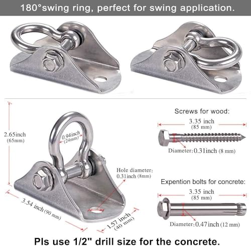 SELEWARE Heavy Duty Swing Hanger Stainless Steel Ceiling Swing Hooks 1 Pack - color: 180° Swing Hanger ( 1 Pack )