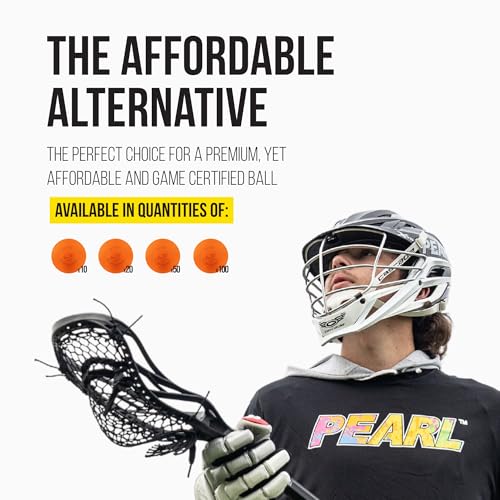 Pearl LT Textured Lacrosse Balls by Guardian Innovations, 10 Pack - SEI Certified Meet NOCSAE Standards for Games. Official Game Balls of Top NCAA Programs, Tournaments and Leagues - Neon Orange