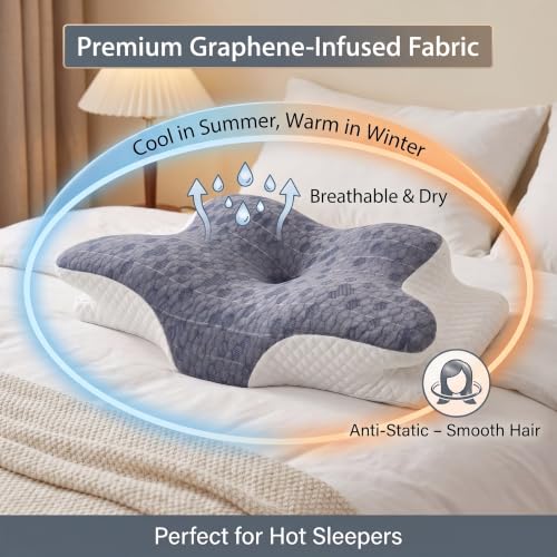 Upgrade Cervical Pillow for Neck Support, 2-Height Adjustable Pillow - color: Graphene Pillow