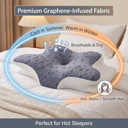 Upgrade Cervical Pillow for Neck Support, 2-Height Adjustable Pillow - color: Graphene Pillow