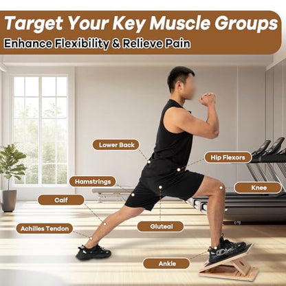 StrongTek Professional Wooden Balance and Adjustable Slant Board Set – Ideal for Core Strength, Stability, and Flexibility Training