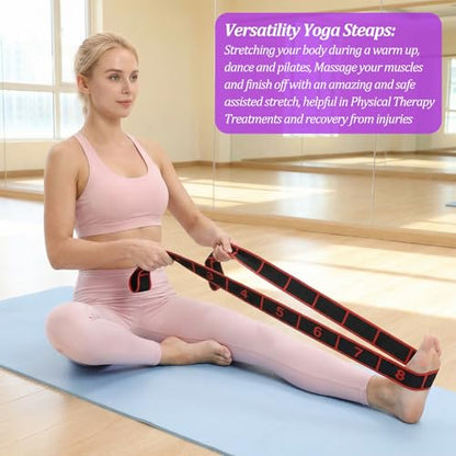 2 Pcs Fitness Resistance Band for Stretching and Yoga, Number Stretch Resistance Band with Clear Markings, 8-Section Elastic Training Bands for Full Body Stretching Shaping