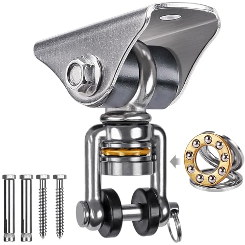 SELEWARE Silent Swing Hangers Stainless Steel Bearing Swing Hook 1 Pack | 360° Swivel Swing Hardware Ceiling Swing Mount for Porch Swing Hammock Chair Aerial Yoga Silks Punching Bag 1000 LB Capacity - color: Silver ( 1 Pack 360° Bearing Swing Hanger )