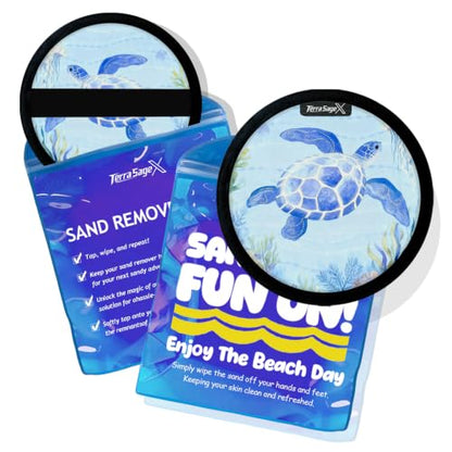 Sand Remover for Beach Towels - Soft Quick Clean Mitt for Kids & Adults | Removes Sand in Seconds,Gentle on Skin,Reusable & Washable,Beach Vacation Essential,Perfect for Beach, Pool & Camping - color: Sea Turtle B