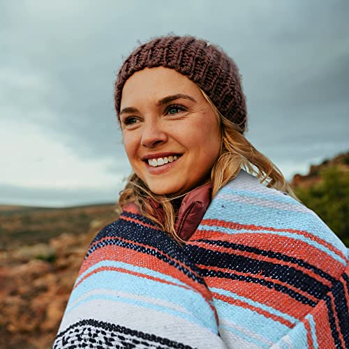 Hydration Nation Authentic Extra Large Mexican Blanket (70"x50") - Handwoven Yoga, Serape- Artisanal Falsa, Beach, Camping, Picnic, Outdoor (Mint-Orange) - color: Mint Orange