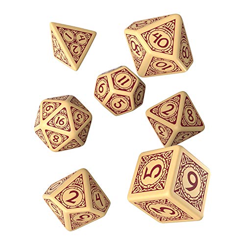 Viking Beige & Burgundy Dice Set (7)
