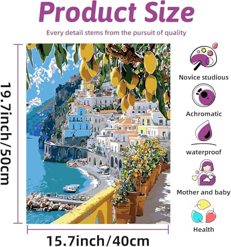 Ekuxom Landscape Paint by Numbers Kit for Adults 16x20 Inch | DIY Acrylic Watercolor Oil Paint by Numbers Kits-Acrylic Paints Art for Home Decor Gift - color: Landscape-1
