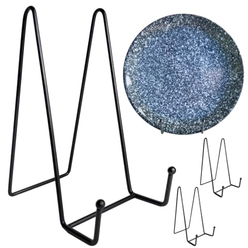 3PCS Iron Plate Stands for Display 8 Inch, Large Metal Frame Holders Easel | Solid Black Iron Easel Holder, Perfect for Decorative Plate, Book, Photo Easel - size: 3PCS 8IN