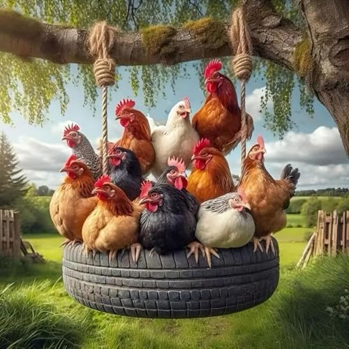 Ekuxom Chicken Paint by Numbers Kit for Adults on Canvas for Beginners | DIY Acrylic Oil Number Painting Kits for Home Wall Decor Gift 16x16 Inch (Without Frame) - color: Chicken-1