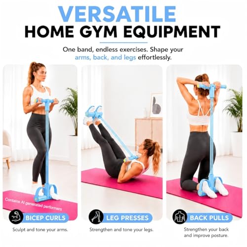 8-Tube Pedal Resistance Band, Sit Up Pull Rope for Home - color: Blue