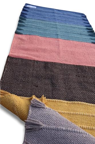 Jaipur Art & Rugs Cotton Yoga Rug - Eco-Friendly Hand-Woven Thick Mat (24”x72”x5mm) for Everyday Fitness at Home - Comfortable & Extra-Long - color: Multicolor 1