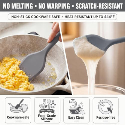 Kitchen Utensils Set,9 PCS Silicone Cooking Utensils Set Spatula Set,Tongs,Spoon,Whisk,Brush,Dishwasher Safe Kitchen Gadgets for Non-Stick Cookware,Home Essential，Kitchen Appliances Tool(Gray) - color: Gray