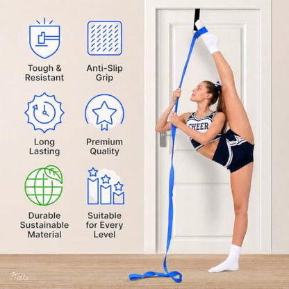 Leg Stretcher Strap with Door Anchor and Resistance Band, Splits Trainer | Home Flexibility Trainer for Splits, Ballet, Dance, Cheer, Yoga, Gymnastics, Pole and Taekwondo, Kids to Adults, All Levels - color: Deep Blue