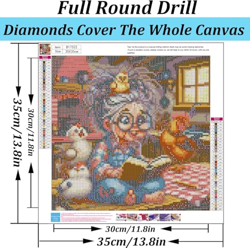 Grandma Diamond Art Kits for Adults,Chicken Diamond Painting Kits 14X14In | Diamond Art Paintings for Beginners,5D Round Full Drill Diamond Dot Tools Kit,Extra Diamonds,Stress Relief Craft,DIY Gift - color: diamond art-0918-6