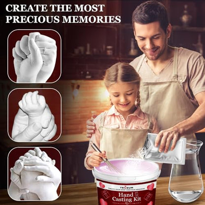 TECEUM Hand Casting Kit – Unique Gift for Couples, Family, Babies & Adults | DIY Romantic Gift for Wedding, Anniversary, Engagement, Baby Showers, Mother's Day and Christmas. Keepsake for Her & Him