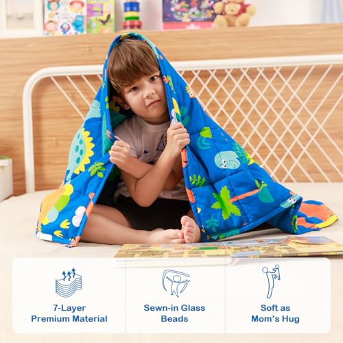 Sivio Cotton Weighted Blanket for Sleeping, 41"x60" 7 lbs, Blue Dinosaur - color: Blue Dinosaur, size: 41"x 60" 7lbs