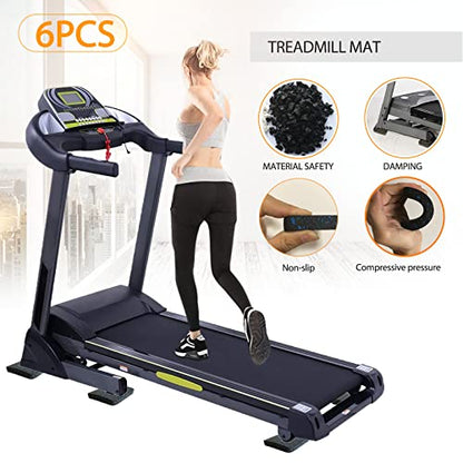 Rubber Treadmill Mat Pads, 6-Pack, 3.94 x 3.94 x 0.5 in - size: 3.94" x 3.94" x 0.5"