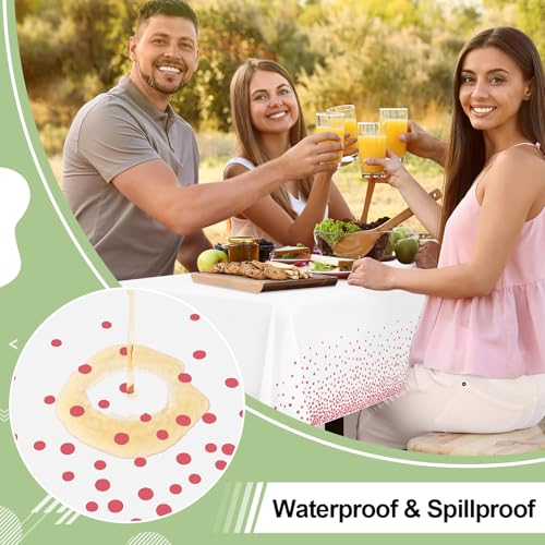 3 Packs Dot Disposable Table Cloth, 54 x 108 Inch Waterproof Plastic Tablecloth, Rectangle Pink Dots in White Table Covers for Picnic, Birthday, Party and Back to School - color: Pink in White, size: 54" x 108"