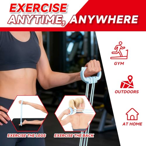 6 Gear Adjustable Resistance Bands, Fitness Resistance Bands Exercise Bands with Comfort Grips, Unisex, for Arms, Chest Extender, Home Workout, Fitness, Pilates - color: Blue