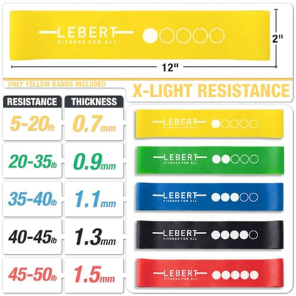 Lebert Mini Resistance Bands – 5 or 10 Pack Loop Bands - color: b) Yelow 10 Pack