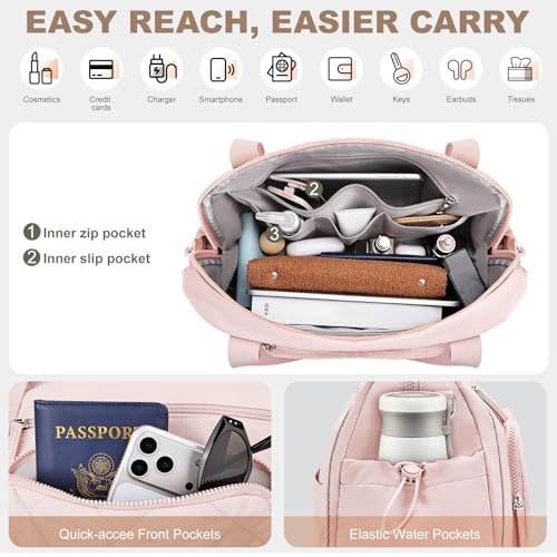 SYTRAH Gym Bag for Women, Duffle Sport Purse for Travel & Dance Pink - color: Pink(No shoe compartment)