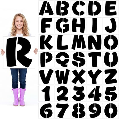 SATINIOR 19 Inch Large Letter Stencils and Numbers, 36 Pcs Reusable Alphabet Stencils Plastic Numbers Templates Craft for Wood Wall Fabric Signage Chalkboard Painting DIY Projects (Cute) - size: 19 Inch, style: Cute