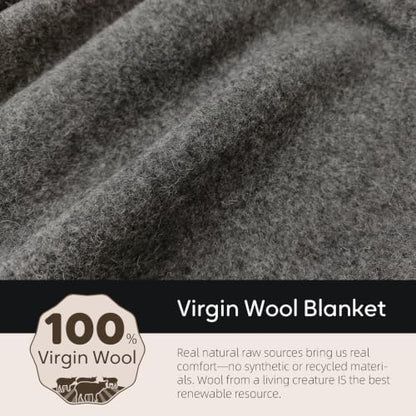 Molithe 100% Wool Blanket, 62" x 86", Warm, Thick, Military, Camping Gear - color: Smoky Gray, size: Large