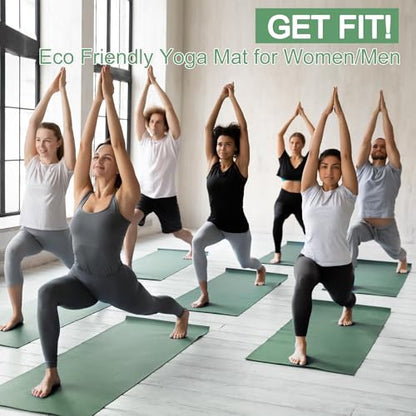 Funtery 3 mm Thin Yoga Mats Bulk, 68 x 24 Inches Lightweight PVC Exercise Mats Non Slip Workout Fitness Pads for Yoga Pilates Stretching Classes Gym Home Studio - color: Matcha Green