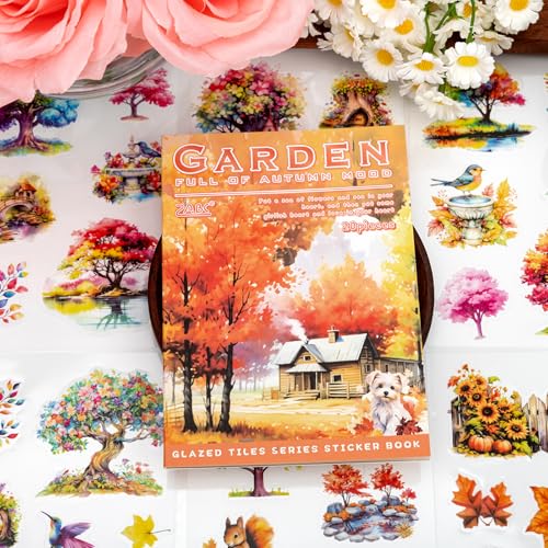 Autumn Filled The Garden Sticker Scrapbooking Supplies for Junk Journal, 20 Sheets PET Stickers - Vintage Journaling Stickers, Ephemera Sticker Book Pre Cut(TZ-009-003) - style: Autumn Filled The Garden