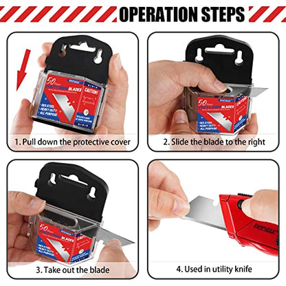 DIYSELF 150 Pack Utility Knife Blades, SK5 Steel Box Cutter Blades with Dispenser, Standard Blades for Box Cutter Utility Knife Replacement, Sharper Utility Blade, Refills - size: 150-Pack